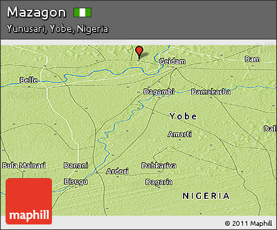 Physical Panoramic Map of Mazagon