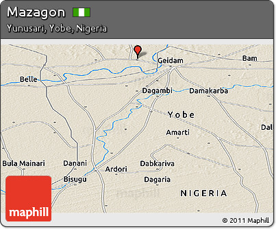 Shaded Relief Panoramic Map of Mazagon