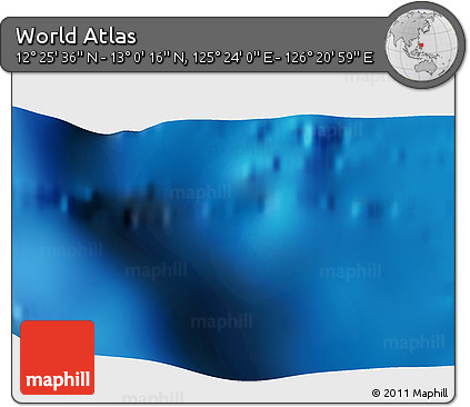 Physical 3D Map of the Area around 12° 42' 56" N, 125° 52' 30" E