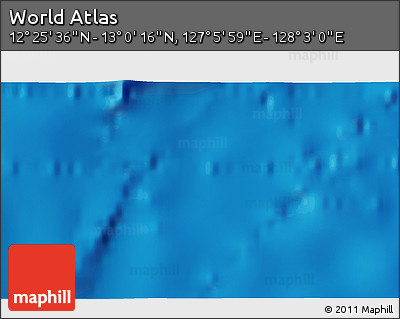 Physical 3D Map of the Area around 12° 42' 56" N, 127° 34' 30" E