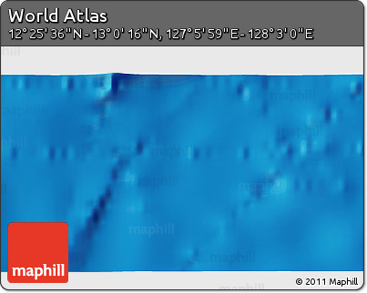 Physical 3D Map of the Area around 12° 42' 56" N, 127° 34' 30" E