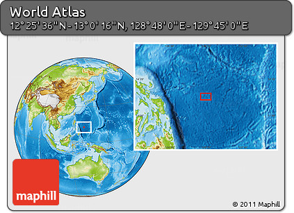 Physical Location Map of the Area around 12° 42' 56" N, 129° 16' 30" E