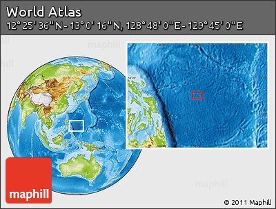 Physical Location Map of the Area around 12° 42' 56" N, 129° 16' 30" E