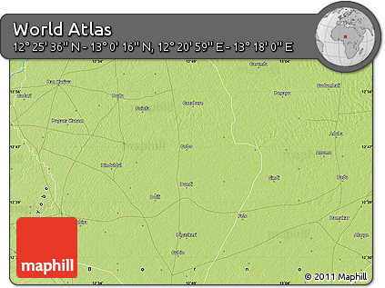Physical Map of the Area around 12° 42' 56" N, 12° 49' 29" E