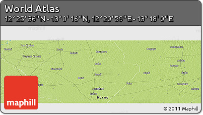 Physical Panoramic Map of the Area around 12° 42' 56" N, 12° 49' 29" E