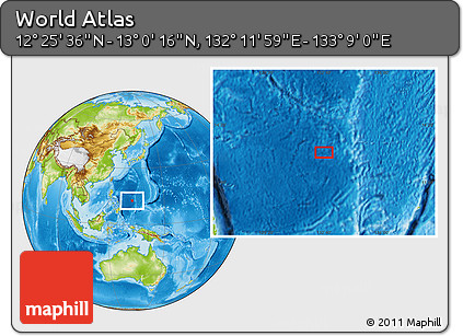 Physical Location Map of the Area around 12° 42' 56" N, 132° 40' 30" E
