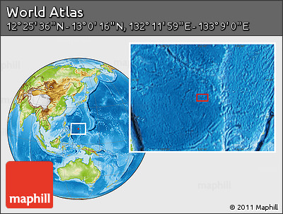 Physical Location Map of the Area around 12° 42' 56" N, 132° 40' 30" E