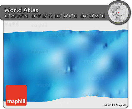 Physical 3D Map of the Area around 12° 42' 56" N, 134° 22' 30" E