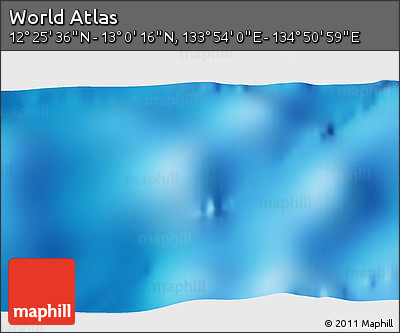 Physical 3D Map of the Area around 12° 42' 56" N, 134° 22' 30" E