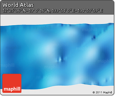 Physical 3D Map of the Area around 12° 42' 56" N, 134° 22' 30" E