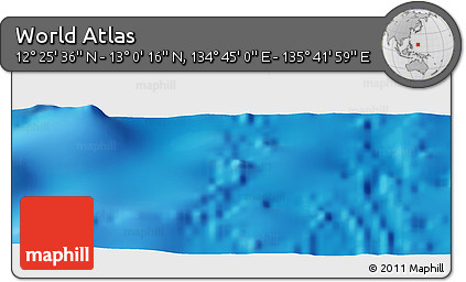 Physical Panoramic Map of the Area around 12° 42' 56" N, 135° 13' 29" E