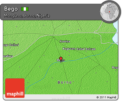 Political 3D Map of Bego