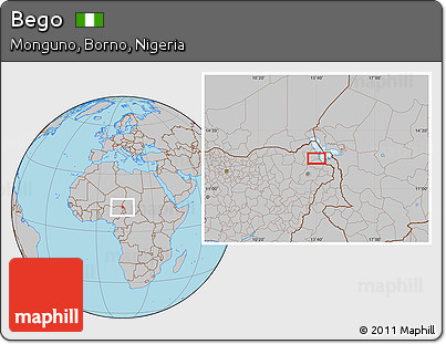 Gray Location Map of Bego