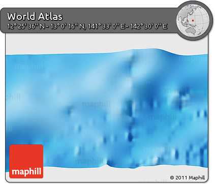 Physical 3D Map of the Area around 12° 42' 56" N, 142° 1' 30" E