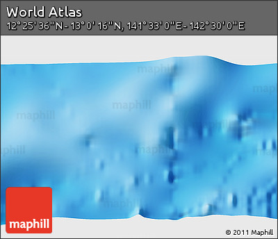 Physical 3D Map of the Area around 12° 42' 56" N, 142° 1' 30" E