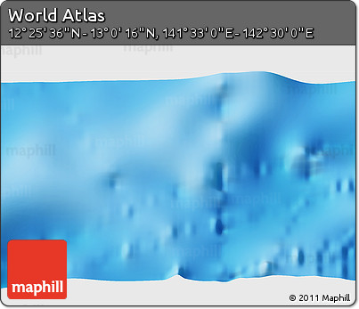 Physical 3D Map of the Area around 12° 42' 56" N, 142° 1' 30" E