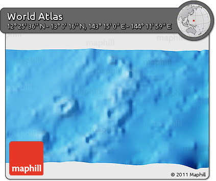 Physical 3D Map of the Area around 12° 42' 56" N, 143° 43' 29" E