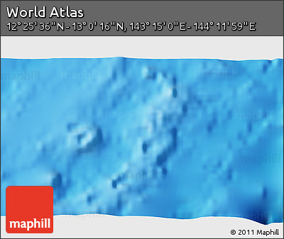 Physical 3D Map of the Area around 12° 42' 56" N, 143° 43' 29" E