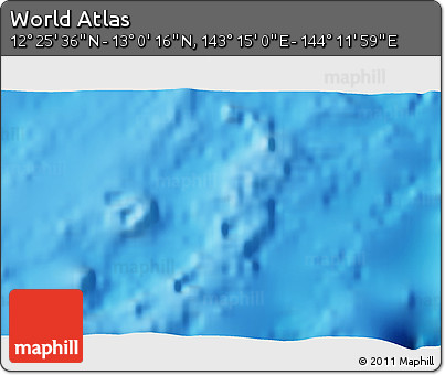 Physical 3D Map of the Area around 12° 42' 56" N, 143° 43' 29" E