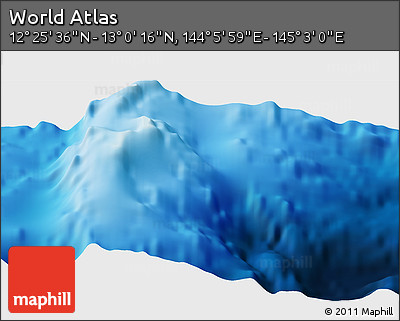 Physical Panoramic Map of the Area around 12° 42' 56" N, 144° 34' 29" E