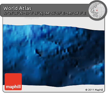 Physical 3D Map of the Area around 12° 42' 56" N, 145° 25' 30" E