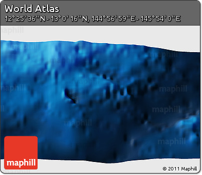Physical 3D Map of the Area around 12° 42' 56" N, 145° 25' 30" E