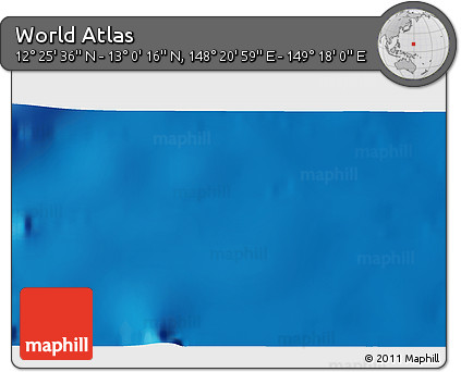 Physical 3D Map of the Area around 12° 42' 56" N, 148° 49' 29" E