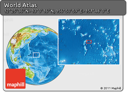 Physical Location Map of the Area around 12° 42' 56" N, 157° 19' 29" E