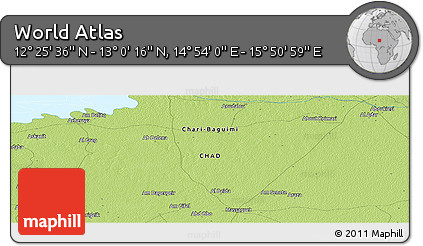 Physical Panoramic Map of the Area around 12° 42' 56" N, 15° 22' 30" E