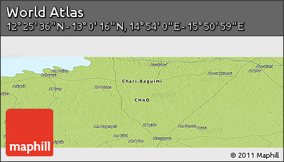 Physical Panoramic Map of the Area around 12° 42' 56" N, 15° 22' 30" E