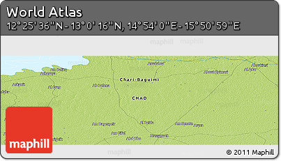 Physical Panoramic Map of the Area around 12° 42' 56" N, 15° 22' 30" E