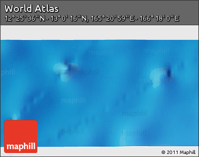 Physical 3D Map of the Area around 12° 42' 56" N, 165° 49' 29" E