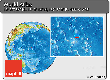 Physical Location Map of the Area around 12° 42' 56" N, 167° 31' 30" E
