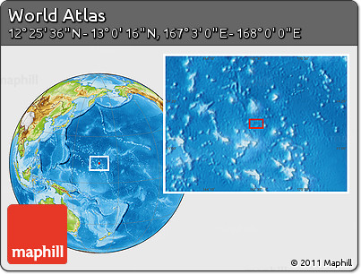 Physical Location Map of the Area around 12° 42' 56" N, 167° 31' 30" E