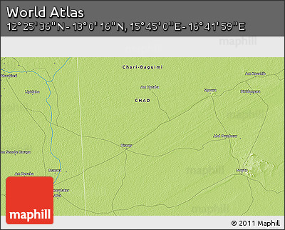 Physical 3D Map of the Area around 12° 42' 56" N, 16° 13' 30" E