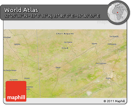 Satellite 3D Map of the Area around 12° 42' 56" N, 16° 13' 30" E