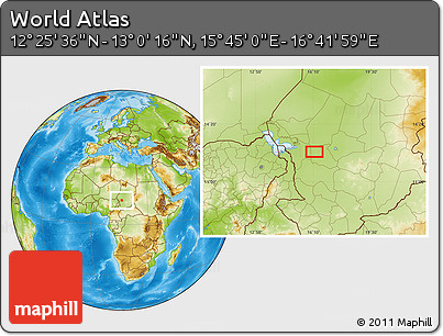 Physical Location Map of the Area around 12° 42' 56" N, 16° 13' 30" E