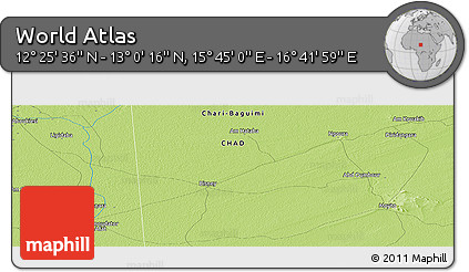Physical Panoramic Map of the Area around 12° 42' 56" N, 16° 13' 30" E