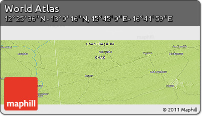 Physical Panoramic Map of the Area around 12° 42' 56" N, 16° 13' 30" E