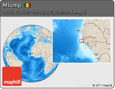 Shaded Relief Location Map of Mlomp