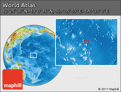 Physical Location Map of the Area around 12° 42' 56" N, 170° 4' 29" E