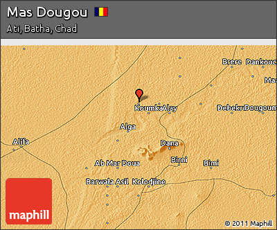 Political 3D Map of Mas Dougou