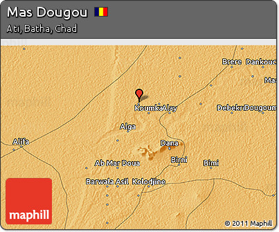 Political 3D Map of Mas Dougou