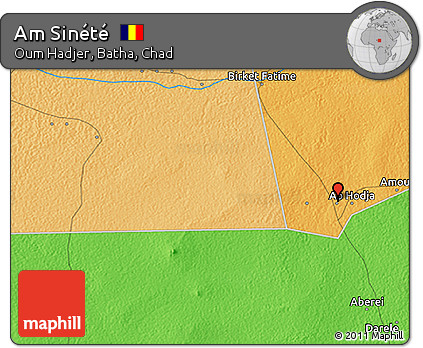 Political 3D Map of Am Sinété