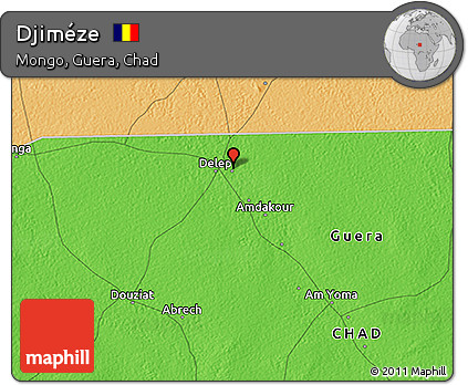 Political 3D Map of Djiméze