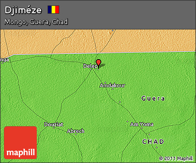 Political 3D Map of Djiméze