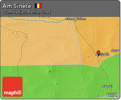 Political 3D Map of Am Sinété