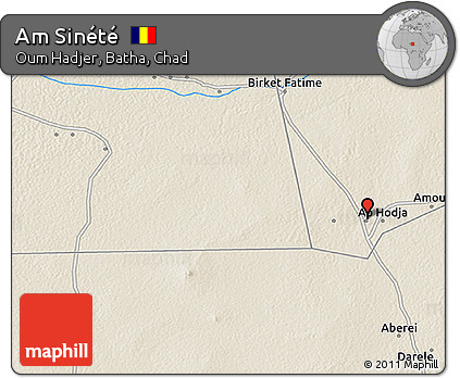 Shaded Relief 3D Map of Am Sinété