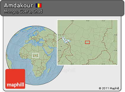 Savanna Style Location Map of Amdakour, hill shading