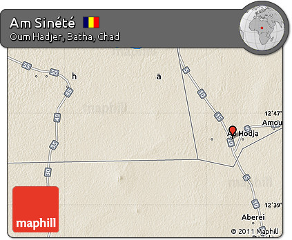 Shaded Relief Map of Am Sinété